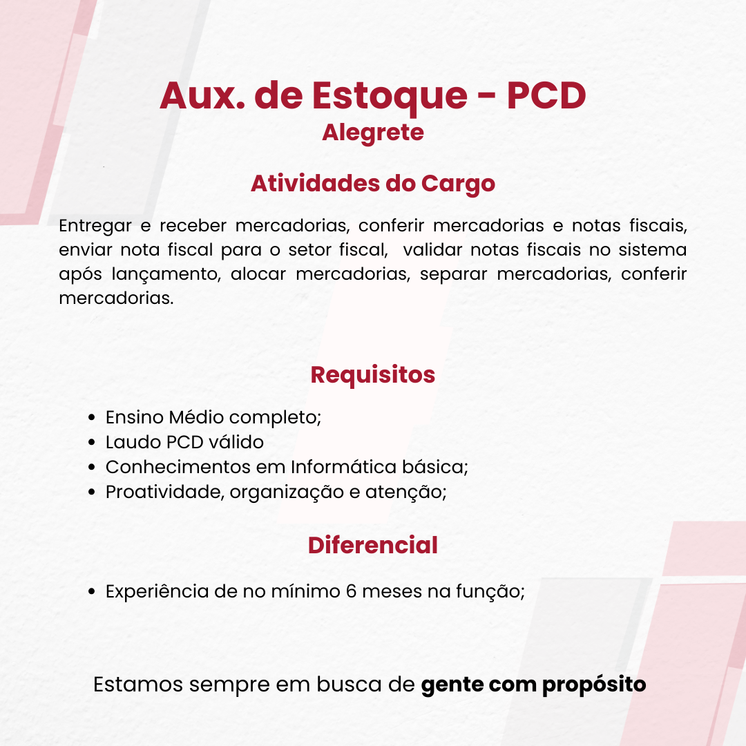 _Aux. de Estoque - PCD