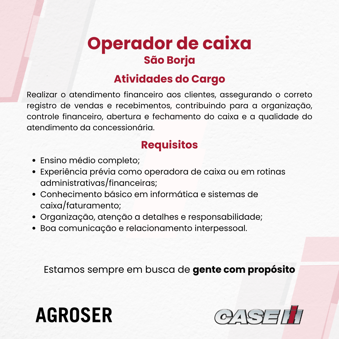 São Borja - Operador de caixa