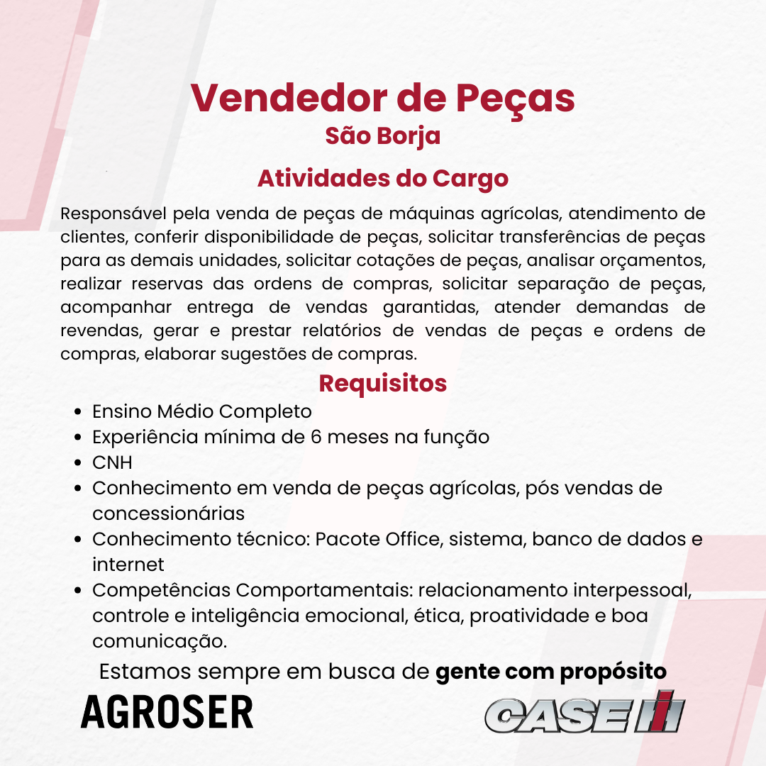 São Borja - Vendedor de Peças_